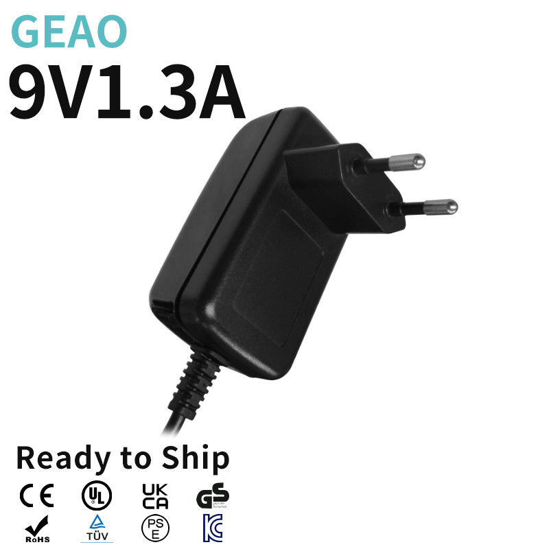 18W 9V 1.3A Wall Mount Power Supply Adaptor 10%-90%RH Humidity