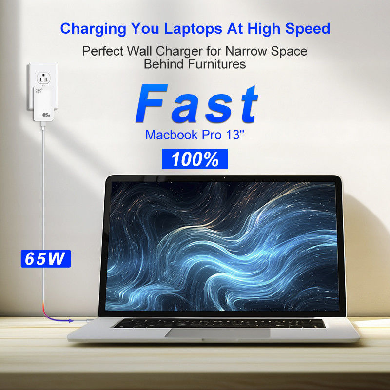 شارژر سریع 20 ولت 65 واتی 3.25 آمپر GaN آداپتور مسافرتی شارژ سریع USB A / USB C