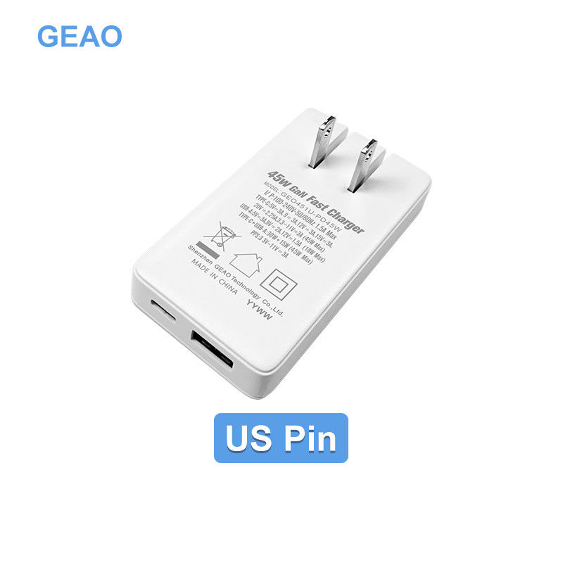 15V 3A GaN PD45W Fast Charger USB A Type C Adapter Charger Dual Port